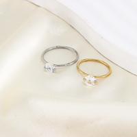 Gioielli in Acciaio Inossidabile 304 all'Ingrosso, Anello con Zircone a Due Punte, per Fidanzamento, Matrimonio Cristiano, Regalo di Moda per Signore