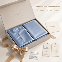 Parure de lit en soie de mûrier 19 momme 100% soie, personnalisée avec impression sérigraphique, vente en gros, quatre pièces