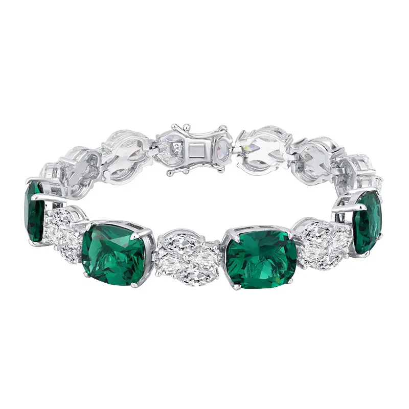 Luxe et polyvalent argent 925 incrusté de diamants à haute teneur en carbone rétro haut de gamme, bracelet élégant et coloré