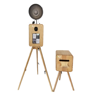 Photomaton en bois vintage, Album <span class=keywords><strong>photo</strong></span> en chêne vintage, Boîtier de cabine d'appareil <span class=keywords><strong>photo</strong></span> reflex numérique en bois vintage - Product Image 1