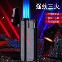 Allume-cigare Logo personnalisé rechargeable coupe-vent Triple Jet flamme torche allume-cigare métal 3 jet torche butane gaz briquet