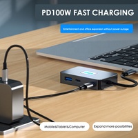 Hub adaptateur 5 en 1 avec entrée d'ordinateur de type C de transfert haute vitesse USB 3.0 5Gbps et station d'accueil pour ordinateur portable à charge rapide PD100