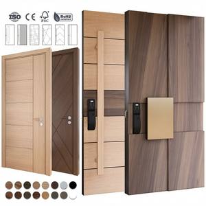 Fabricant de portes en bois de Foshan, porte d'entrée personnalisée de luxe pour villa moderne, porte extérieure pivotante en bois sécurisée - Product Image 5