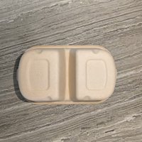 Waterdichte, vetbestendige lunchbox van suikerriet met 2 compartimenten en deksel, composteerbaar, direct leverbaar