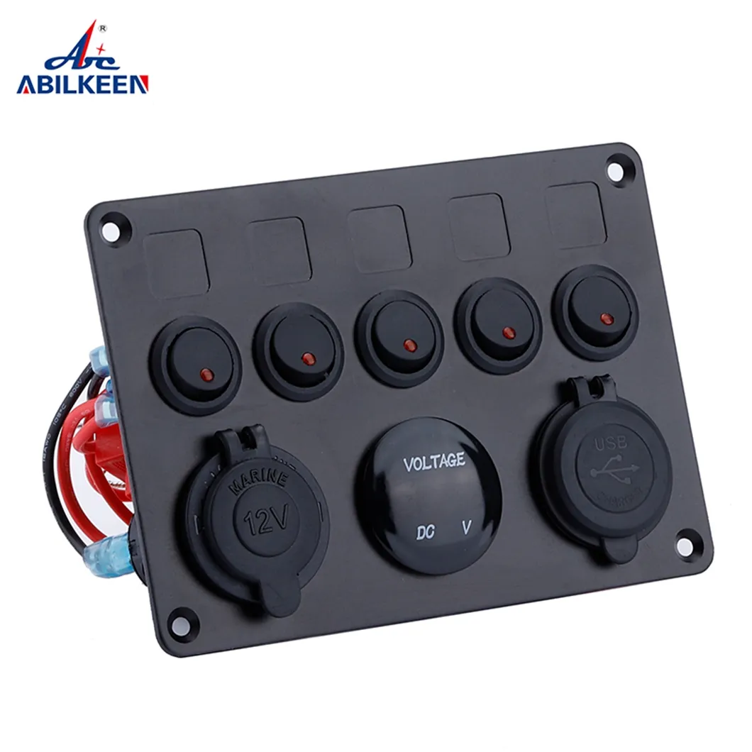 24v/12V marine rocker switch panel voltmeter cigarette socket power socket USB socket for boat/car switch