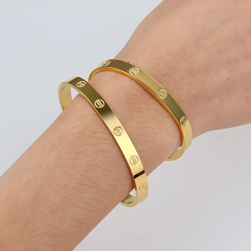 Bracelets de créateur de marque en or poli, bijoux imperméables, acier inoxydable, éternité, Bracelet à large bande, nouvelle collection