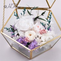 Yissyfloral — fleurs romantiques en verre pentagone, dôme en verre, fausses fleurs, pour un cadeau d'anniversaire, prix bas, offre spéciale