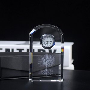 Sản phẩm mới kính pha lê bàn đồng hồ quà tặng đám cưới kính đồng hồ báo thức trong suốt Khu vực Đồng hồ pha lê - Product Image 2