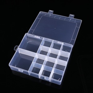 Caja de almacenamiento de plástico transparente, 14 compartimentos, tapa desmontable para joyería, herramientas de abalorios, organizador de escritorio, capacidad de 1L - Product Image 5