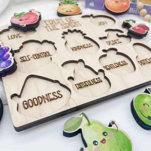 Christian <b>Montessori</b> <b>Toy</b> Gift Fruit of the Spirit Puzzle Wood Crafts for Wall Signs and Wooden Boxes - Product Image 3