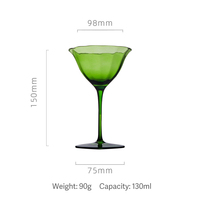 Verres à pied élégants en cristal vert à motif floral vintage pour vin, cocktails et flûtes à champagne - Idéal pour la maison, les hôtels et les restaurants