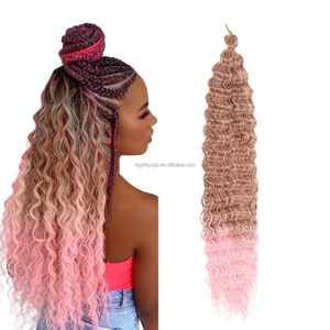 Extension per capelli sintetici morbidi ombre da 32 pollici, onda profonda, per trecce all'uncinetto, parrucca riccia <span class=keywords><strong>afro</strong></span> kinky, capelli all'uncinetto - Product Image 3