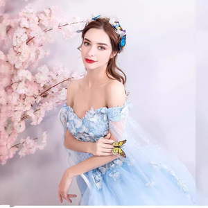 SWS981 Bestidos De Bodas capa manga azul sirena dama De honor noche elegante Maxi largo árabe vestido Formal para fiesta - Product Image 3