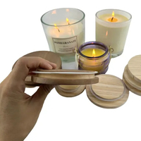 Venta al por mayor, tarro personalizado de 88mm, sellos de tapa de madera, tapa antiderrame para tarros de velas con silicona