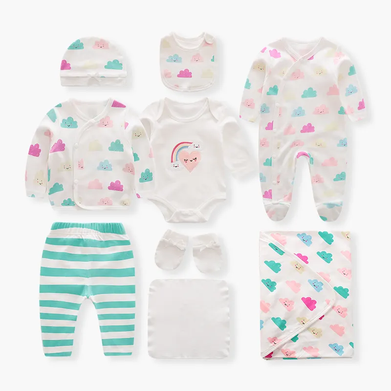 Groothandel 100% Katoen Pasgeboren Baby Gift Sets Meisjes Baby Gift Sets Voor Zomer En Lente