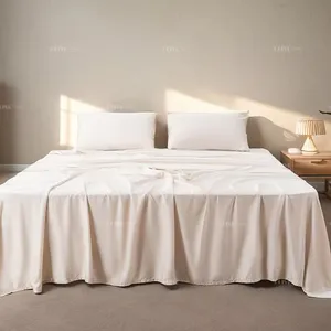 Copripiumino in bambù 100% di lusso Set di biancheria da letto in Lyocell 300TC moderne in tinta unita tecniche di maglia King Size foglio di viscosa