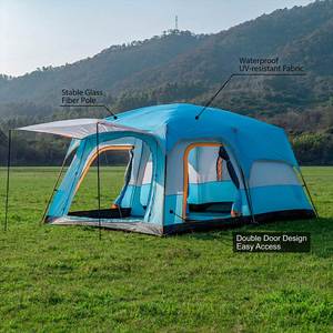 Carpa de Camping Kaisi para Exteriores, Dos Dormitorios, Una Sala de Estar, Portátil, Familiar, para las Cuatro Estaciones, Impermeable, Doble Capa, Diagonal - Product Image 3