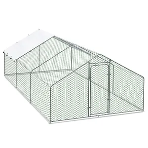 Anti-Ultraviolet Cover for Outside,Backyard and Farm Metal Large Chicken Coop, Spire Shape Walk-in Poultry Chicken Hen cage