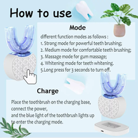 Nouveautés Brosse à dents électrique en nylon Dupont en forme de U Brosse à dents automatique à 360 degrés