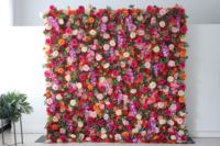 Mur de fleurs roses artificielles de luxe de 8 pieds x 8 pieds