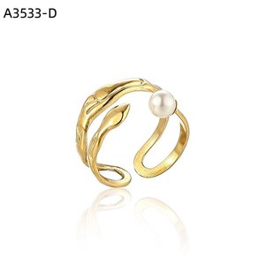Amy Amy Fashion <b>Ring</b> With Faux Pearl <b>Silver</b> Open <b>Adjustable</b> Bohemia Style For Women Everyday Wear A3533 - Product Image 2