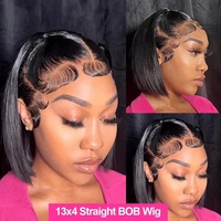 Proveedor Destacado: Pelucas Bob Cortas Lisas de Cabello Humano, Pre-arrancadas, con Encaje Frontal HD Transparente, de Cabello Humano Virgen Birmano, Sin Pegamento
