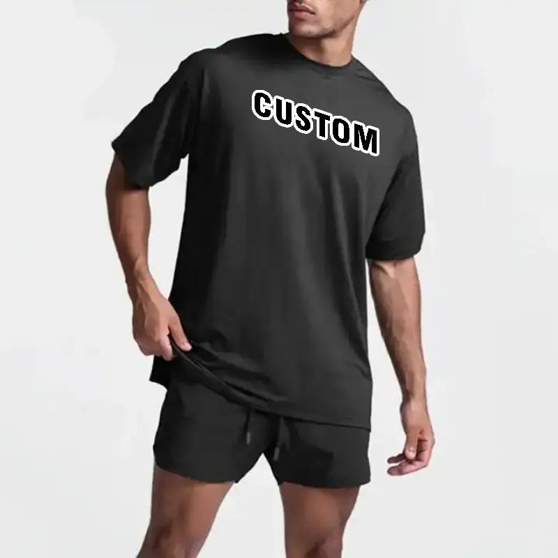 Camiseta masculina de manga curta personalizada para academia, camiseta esportiva respirável para corrida, fitness, musculação e musculação