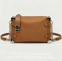 Sac à main en cuir PU pour femme avec logo personnalisé, sac à bandoulière tendance avec chaîne, sac à main décontracté vintage pour le quotidien et les trajets, avec anse détachable