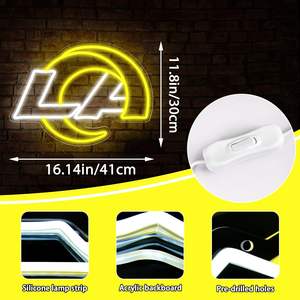 Letrero de Neón LED de los Angeles Rams para Decoración de Pared, Luz de Neón Regulable con el Logotipo del Equipo Amarillo para Cuarto de Hombre - Product Image 2