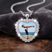 Cadre en forme de cœur personnalisable, photo, collier en métal, cadeau d'anniversaire pour couple, chaîne polyvalente pour clavicule