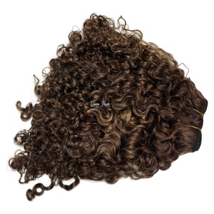 Estensioni per <span class=keywords><strong>capelli</strong></span> umani ricci profondi castano Balayage, a doppia trama, con cuticole allineate, <span class=keywords><strong>capelli</strong></span> Remy cambogiani castano scuro, ricci afro. - Product Image 3