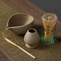 Service à thé matcha de style japonais de la dynastie Song Babenli, poterie en céramique grossière, bol à matcha, fouet en bambou, brosse à thé pour la cérémonie du café