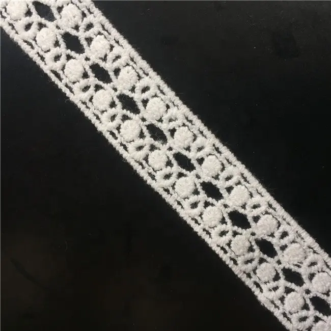 Customized African Embroidery Chemical Embroidery white lace fabric trim cotton