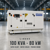 Groupe électrogène diesel LINGGE Pekins 100 KVA 80 kW super silencieux, refroidi par eau, pour usage commercial et industriel, alimentation de secours