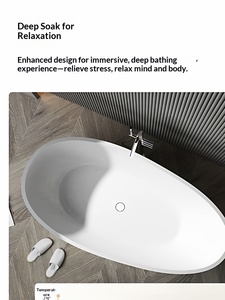 Nouvelle <span class=keywords><strong>baignoire</strong></span> en pierre artificielle 2025, température constante, forme en arc, autoportante, pour la maison, l'hôtel, l'hébergement, petit appartement, <span class=keywords><strong>niche</strong></span> 6BM - Product Image 2