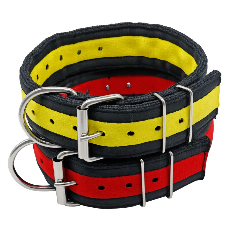 Heavy-Duty Durable 4-Layer Nylon Webbing Collar Personalized Breakaway Metal Dog Chain for Pitbull Yard Dog with Solid Pattern