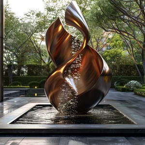 Hotel Villa Buitenzwembad Fontein Landschapssculptuur Waterlandschap RVS Metalen Sculptuur - Product Image 4