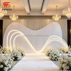 Smooth Acrylic Wave Shape Backdrop LED <b>Light</b> Panel Modern Wedding Decoration Craft Stand - Product Image 4