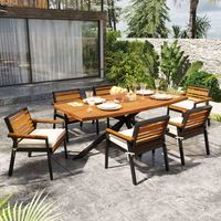 Ensemble de salle à manger de luxe 7 pièces en aluminium, mobilier d'extérieur OEM, fauteuil de jardin, ensemble de patio, cour