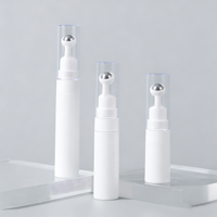Flacon cosmétique de luxe cylindrique 5ml 10ml 15ml pour crème contour des yeux, applicateur sans air en plastique, flacon à bille en acier inoxydable pour huile essentielle