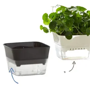 High Quality Hydroponic Plastic Vase Lazy Self-absorbing Planting Flowerpot Garden Suction basin