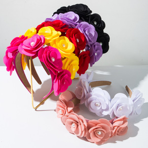 Diadema <span class=keywords><strong>de</strong></span> flores <span class=keywords><strong>de</strong></span> <span class=keywords><strong>estambre</strong></span> <span class=keywords><strong>de</strong></span> perla grande a la moda, nuevo estilo, accesorio para el cabello <span class=keywords><strong>de</strong></span> estilo callejero a la moda para vacaciones o ocasiones dulces - Product Image 1