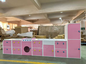 Ensemble de cuisine de simulation rose pour enfants Playhouse de cuisine pour enfants en bois petite maison de jeu de simulation aire de jeux intérieure douce - Product Image 4