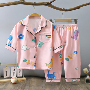 Pyjama Personnalisé pour Enfants, Léger d'Été à Motifs de Dessins Animés, Boutonné, Manches Courtes, Tissu Fantaisie, Grandes Tailles Disponibles - Product Image 5