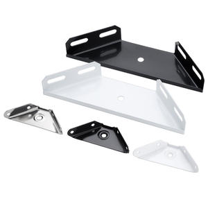 Supports d'angle triangulaires en fer à angle fixe à trois côtés, peints en blanc, pour étagères murales noires - Product Image 1