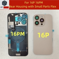 Pour iphone 16 PRO 16 PRO MAX verre arrière avec câble de charge sans fil et cadre lunette plaque métallique anneau magnétique
