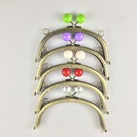 16.5CM Arc Perle Bonbons Perle Bronze Fermoir En Métal pour Sac À Main À Coudre À La Main Cadre pour Sacs Avec Double Accrocher Anneaux Petit En Gros