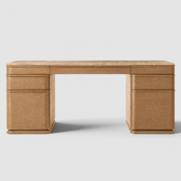 Bureau de direction moderne de 78 pouces avec deux tiroirs, finition aspect bois clair et plateau aspect pierre pour bureau à domicile