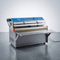Machine d'emballage sous vide automatique robuste de bureau 600 mm avec pompe électrique externe 0,36 kW en acier inoxydable pour boîtes alimentaires et feuilles d'aluminium