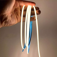 5v 12v 24v Cri 90 400 Diode électroluminescente/mètre 3mm Ultra-fine Doless Flexible Cob Diode électroluminescente Bande Lampe